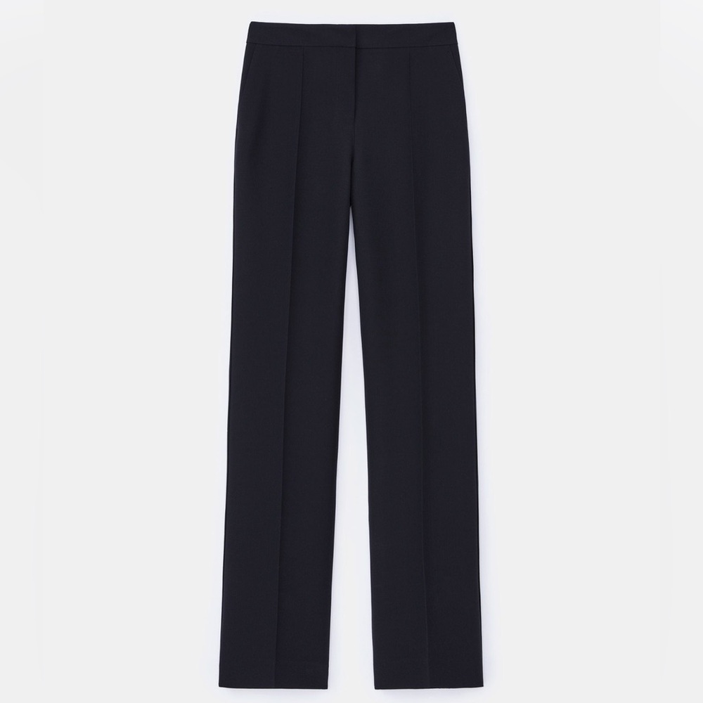 NWT Lafayette 148 NY Wool-Silk Crepe Gates Side Seam Pants Size 18W Black